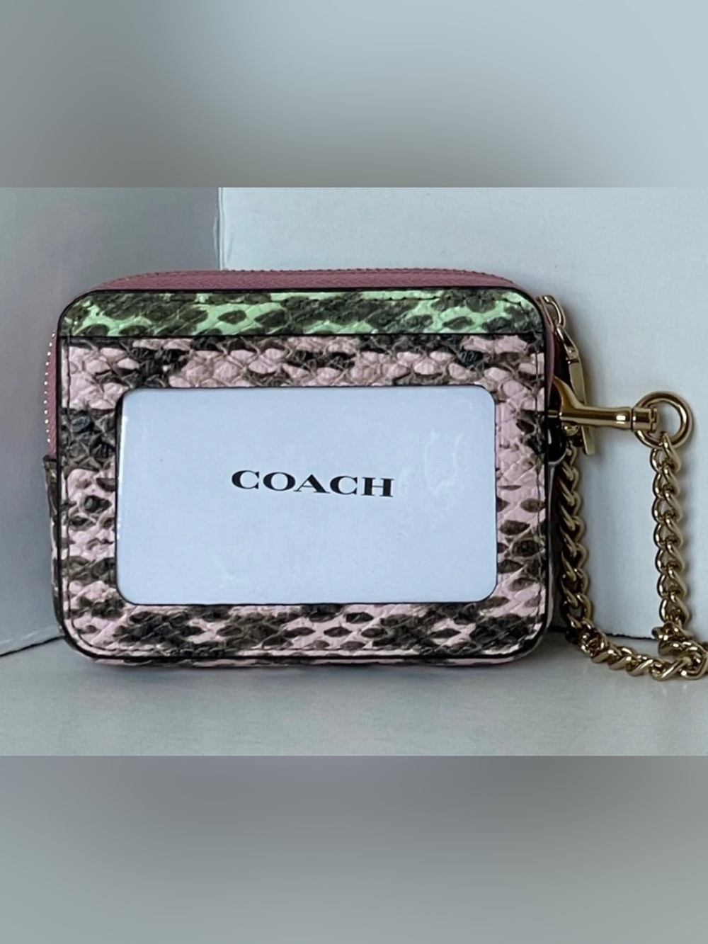 Coach Multicolor Signature Python-Trim Chain Wristlet - Picture 2 of 3